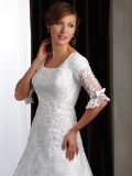 Classic Floor Length A-Line Half Sleeves Sweep Train With Embroidery Wedding Dresses WDresses01046
