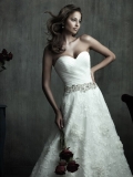 Classic Floor Length A-Line Sweetheart Low Back Sweep Train With Sequins,Button Wedding Dresses WDresses00850