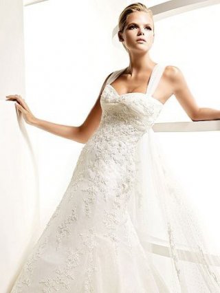 Classic Floor Length A Line Sweetheart Zipper Sweep/Brush Train With Lace,Appliques Wedding Dresses