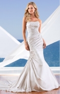 Sexy column strapless chapel Wedding Dress 5528