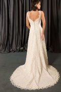 Column Strapless Chapel Satin Lace Bridal Gown (3AB0033)
