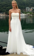 Column Strapless Chapel Chiffon Bridal Gown (3AB0028)