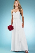 Column/Princess Strapless Cathedral Chiffon Bridal Gowns