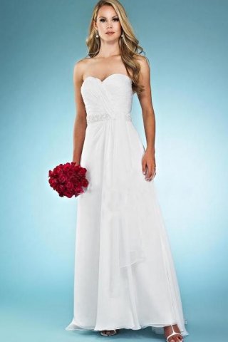 Column/Princess Strapless Cathedral Chiffon Bridal Gowns