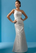 Column One Shoulder Brush Taffeta Bridal Gowns (3ABA0161)