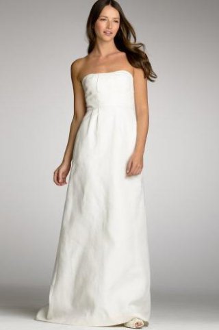 Column Strapless Brush Taffeta Simple Wedding Dress (3AB0068)