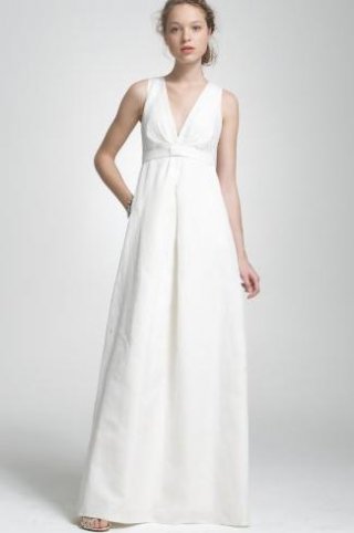 Column V-neck Taffeta Simple Wedding Dress (3AB0069)