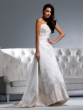 Comfortable Floor Length A-Line Strapless Low Back Sweep Train With Embroidery Wedding Dresses WDresses00813