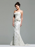 Comfy Floor Length A-Line Strapless Low Back Sweep Train With Embroidery,Flower Wedding Dresses WDresses00821