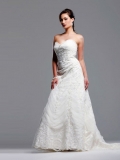 Cosy Floor Length A-Line Strapless Low Back Sweep Train With Embroidery Wedding Dresses WDresses00820
