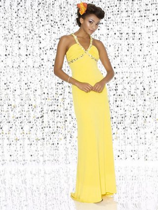 Cheap A line Halter V-neck back cross straps length Evening Dress