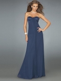 Cheap Couture Dark Navy Strapless Tube Top Evening Dress