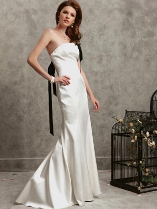 Strapless Silky Dress With Bow Strap Strapless Silky Dress With Bow Strap
