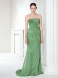 A-line Strapless Court Train Chiffon Evening