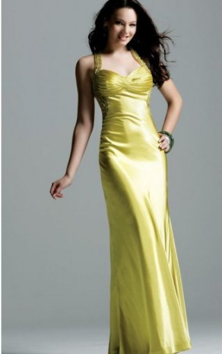 Column Beaded Cross Straps Sweetheart Neckline Evening Dress
