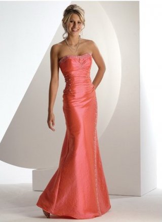 Mermaid Beaded Strapless Straight Neckline Evening Dress