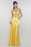 Halter Shining Yellow Customer-Made Design Evening Dress