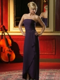 Sheath/Column Strapless Asymmetrical Satin Chiffon Evening Dress