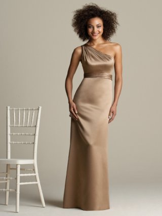 A-line One-shoulder Sweep/Brush Train Satin Evening Dress