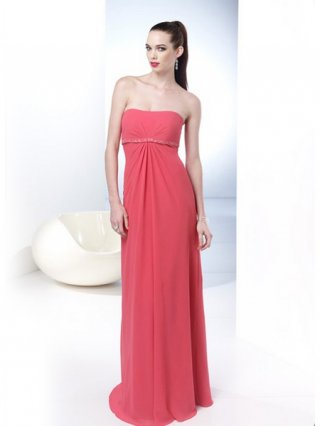 Empire Strapless Sweep Train Chiffon Stylish Evening Dress