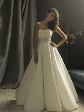 Delicately Softly Curved Neckline Pleated Bodice Ball Gown Wedding Dress