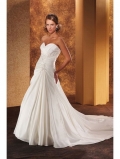 Diaphanous Floor Length A-Line Sweetheart Low Back Sweep Train With Embroidery,Bandage Wedding Dresses WDresses00984