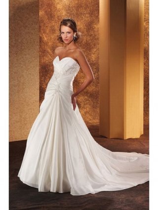 Diaphanous Floor Length A-Line Sweetheart Low Back Sweep Train With Embroidery,Bandage Wedding Dresses WDresses00984