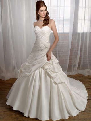 Discount Floor Length A-Line Sweetheart Low Back Sweep Train With Embroidery,Bandage,Flower Wedding Dresses WDresses00735