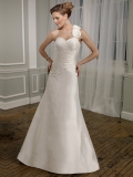 Elegant Floor Length A-Line One Shoulder Lace Up Sweep/Brush Train With Ruffles Wedding Dresses