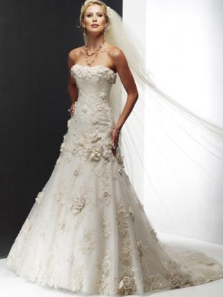 Elegant Floor Length A-Line Strapless Low Back Sweep Train With Applique,Bandage Wedding Dresses WDresses00944 Elegant Floor Length A-Line Strapless Low Back Sweep Train With Applique,Bandage Wedding Dresses WDresses00944