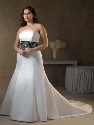 Elegant Floor Length A Line Strapless Zipper Sweep/Brush Train With Belt Wedding Dresses