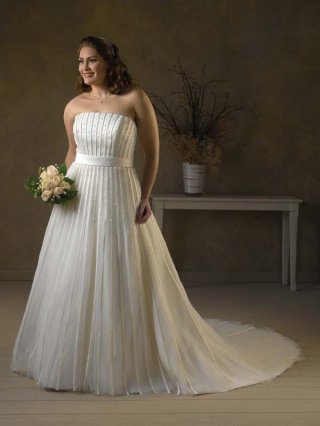 Elegant Floor Length A Line Strapless Zipper Sweep/Brush Train With Sash Wedding Dresses