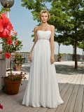 Elegant Floor Length A Line Strapless Zipper With Ribbon,Ruffles Wedding Dresses
