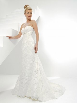 Elegant Floor Length A Line Sweetheart Zipper Sweep/Brush Train With Lace,Appliques Wedding Dresses