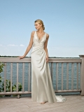 Elegant Floor Length A-Line V-Neck Zipper Sweep/Brush Train With Beading Wedding Dresses