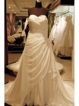 Enchanting Floor Length A-Line Sweetheart Low Back Sweep Train With Applique,Button Wedding Dresses WDresses00717