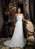 2011 New and Cheap Embroider satin A-line Empire waist lacing up Backless Wedding dress with pink sash