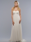 Chiffon Sheath/ Column Style Empire waist Strapless Puffed Floor length wedding dress at discount price