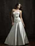 Eternal Floor Length A-Line Strapless Low Back Sweep Train With Applique,Button Wedding Dresses WDresses00760