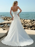 Exclusive Floor Length A Line Strapless Lace Up Sweep/Brush Train With Beading,Ruffles Wedding Dresses