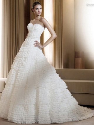 Exclusive Floor Length A-Line Sweetheart Low Back Sweep Train With Sequins Belt Wedding Dresses WDresses00872