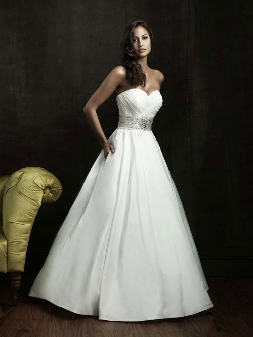 Extraordinarily Floor Length A-Line Sweetheart Low Back Sweep Train With Sequins Belt Wedding Dresses WDresses00758