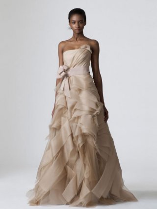 Extraordinary Floor Length A-Line Strapless Low Back Sweep Train With Sash,Bandage Wedding Dresses WDresses00971