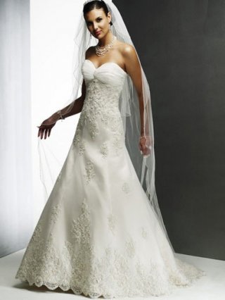 Extraordinary Floor Length A-Line Sweetheart Low Back Sweep Train With Embroidery,Bandage Wedding Dresses WDresses00775