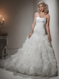 Extravagant Floor Length A-Line Strapless Low Back Sweep Train With Flower Wedding Dresses WDresses00962