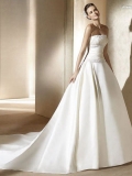 Fairytale Floor Length A-Line Strapless Low Back Sweep Train With Embroidery Wedding Dresses WDresses00809