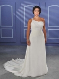 Fantastic Floor Length A Line One Shoulder Zipper Sweep/Brush Train With Ruffles Wedding Dresses