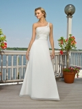 Fantastic Floor Length A Line One Shoulder Zipper With Beading,Ruffles Wedding Dresses