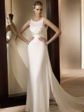 Fantastic Floor Length A Line Scoop Zipper Sweep/Brush Train With Embroidery Wedding Dresses