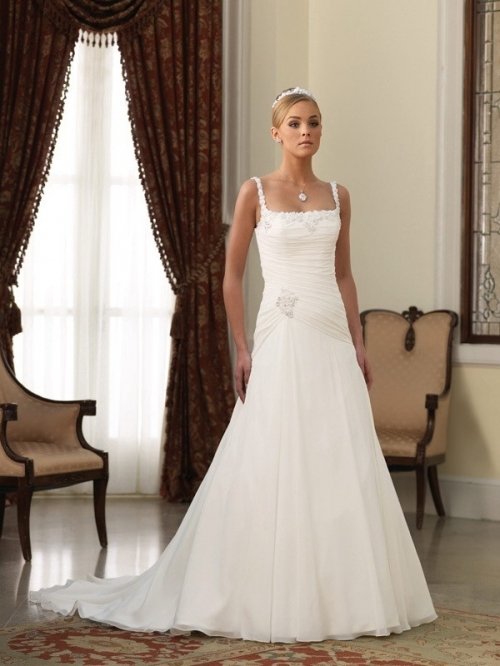 Fantastic Floor Length A Line Spaghetti Straps Zipper With Lace,Appliques Wedding Dresses